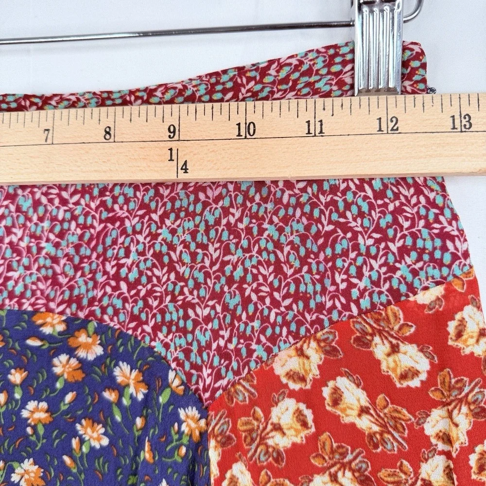 Anthropologie Meadow Rue‎ Midi Skirt Women's SZ-0 Prairie Floral Patchwork Boho